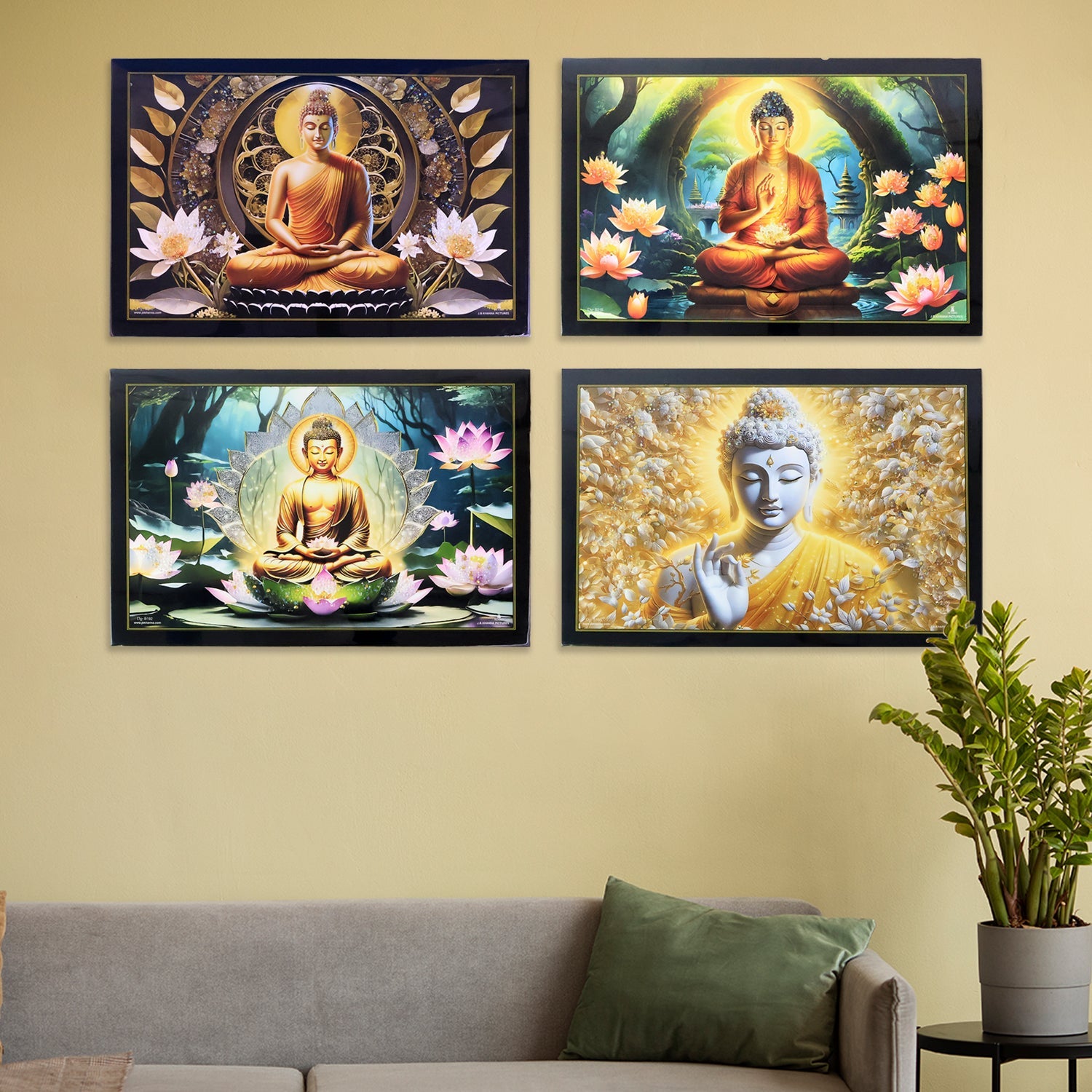 Decorative Lord Buddha Wall Painting with Wooden Frame Mix Design, 45x30 Cm Approx (1 Pc) Decorative Lord Buddha Wall Painting with Wooden Frame Mix Design, 45x30 Cm Approx (1 Pc)